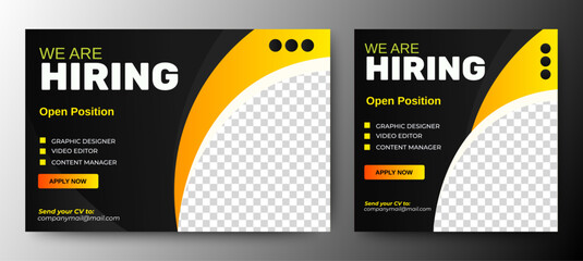 Recruitment advertising template. Recruitment Poster, Job hiring poster, social media, banner, flyer. Digital announcement job vacancies layout	