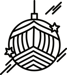 Hanging bauble icon in black line art.