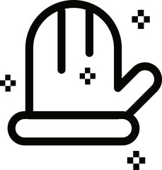 Gloves or mitten icon in black line art.