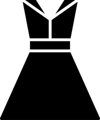 Female dress icon in b&w color.