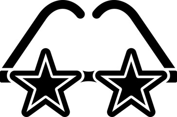 Illustration of star eyeglasses glyph icon.