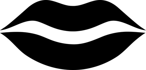 Flat style lips icon in black color.