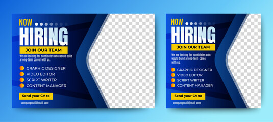 Recruitment advertising template. Recruitment Poster, Job hiring poster, social media, banner, flyer. Digital announcement job vacancies layout	