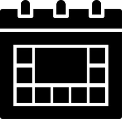 Flat style calendar icon in b&w color.