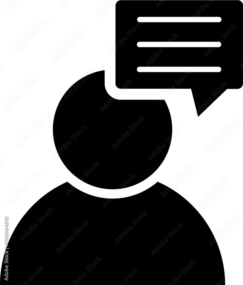 Sticker man talking or thinking icon.