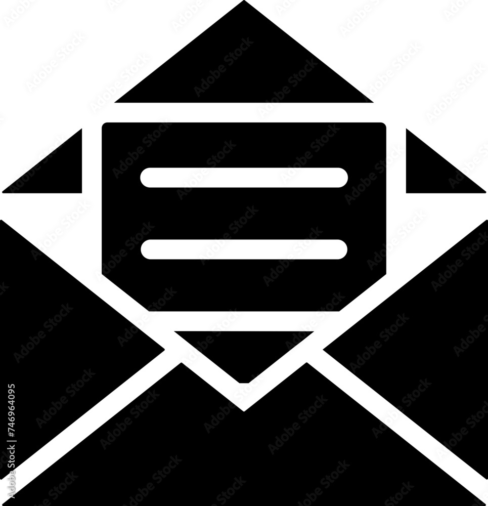 Canvas Prints Open mail or envelope glyph icon in flat style.