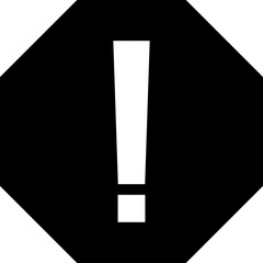 Warning icon or symbol in b&w color.