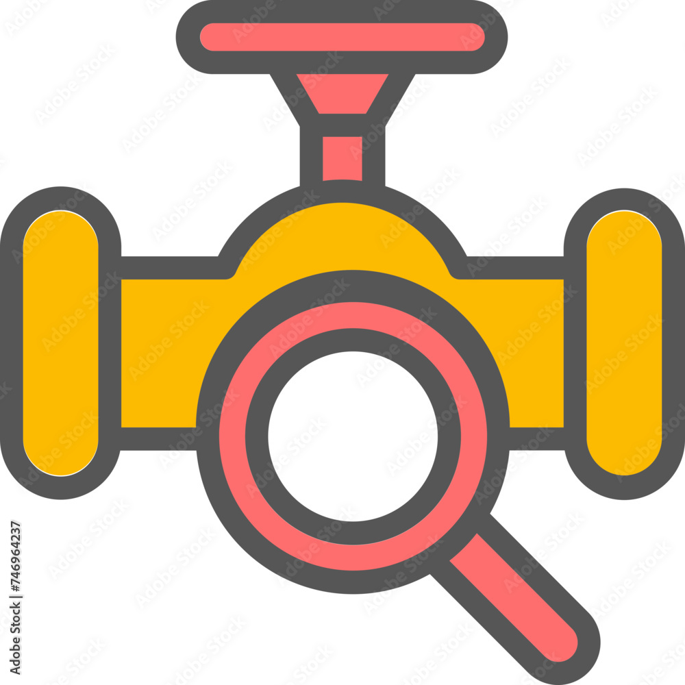 Poster checking main pipeline icon in red and yellow color.