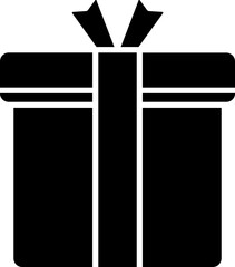 B&W gift box icon in flat style.