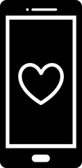 Heart symbol on smartphone screen icon. 