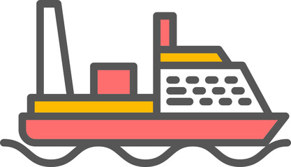 Illustration of Ship icon in flat style.