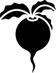 Beet icon in b&w color.
