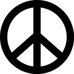 B&W illustration of peace icon. - obrazy, fototapety, plakaty
