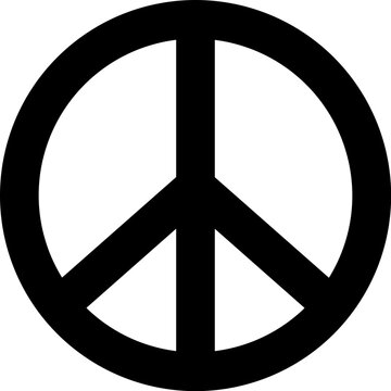 B&W illustration of peace icon.