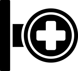 Medical sign board glyph icon in flat style.