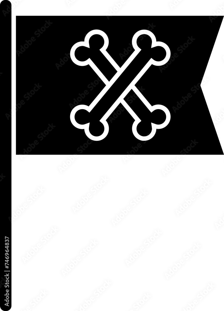 Poster b&w flag with crossbones or pirate flag icon.