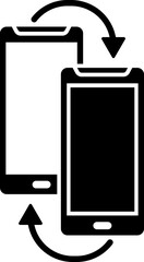 Data transfer by smartphones icon.