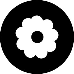 B&W flower icon in flat style.