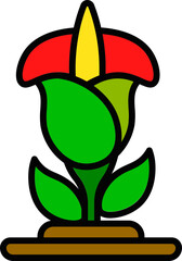 Colorful calla lily icon in flat style.