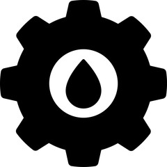Drop in gear glyph icon or symbol.