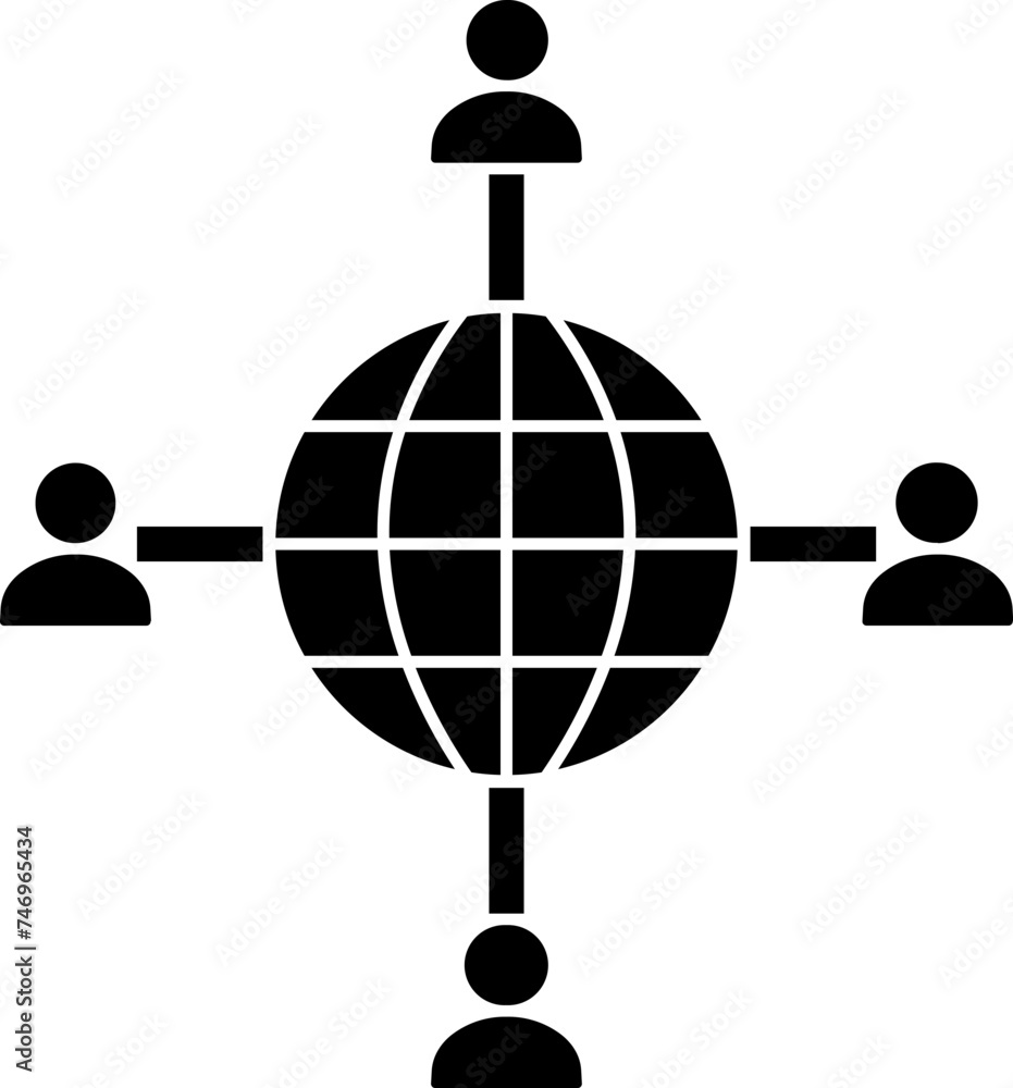 Aufkleber global connection or networking glyph icon in flat style.