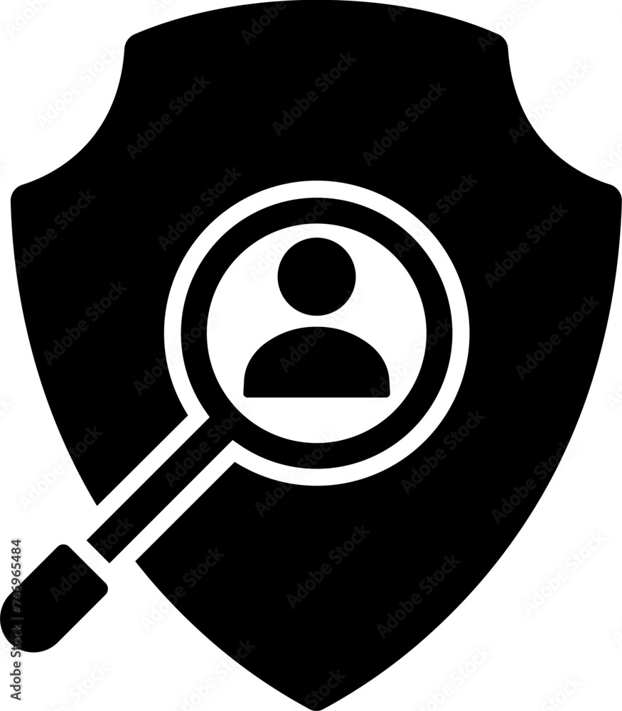 Poster searching user security shield icon.