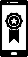 Badge medal symbol on smartphone screen icon. 