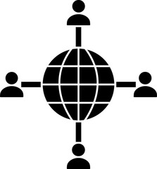 Global connection or networking glyph icon in flat style.