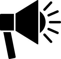 Flat style megaphone icon in b&w color.