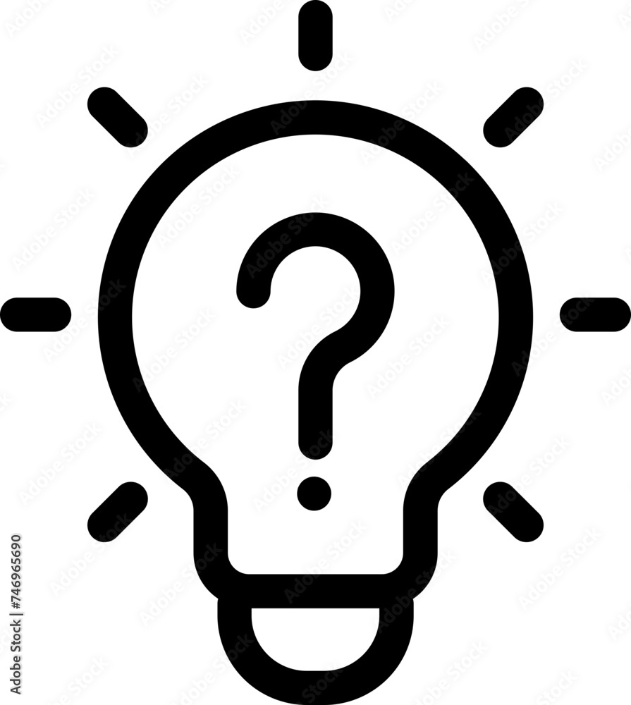 Poster question or solution idea icon in line art.