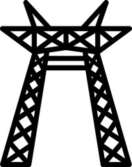 Power pylon icon in black line art.