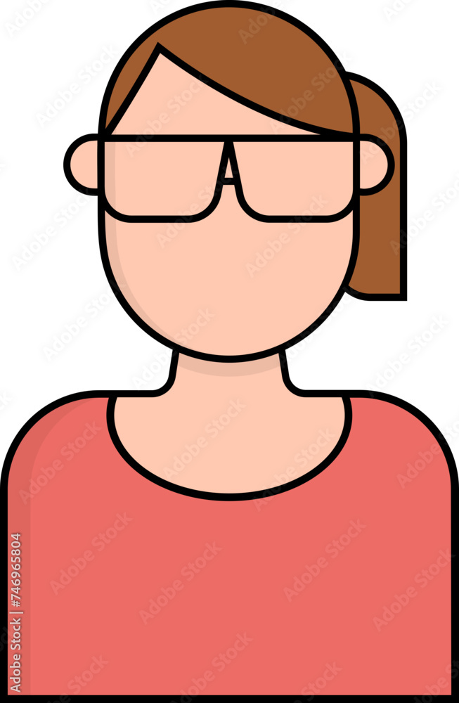 Sticker Faceless Girl character wearing eyeglasses icon.