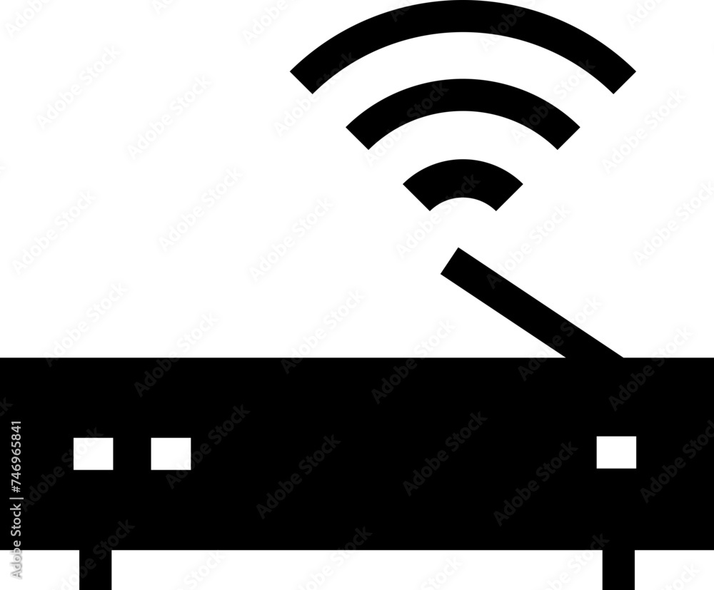Poster wifi router icon in b&w color.