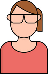 Faceless Girl character wearing eyeglasses icon.