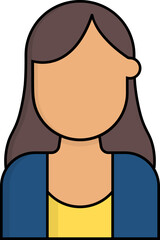Fototapeta premium Faceless young woman character icon in flat style.