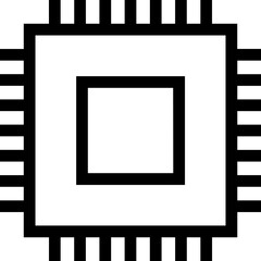 Line art micro chip icon in flat style.