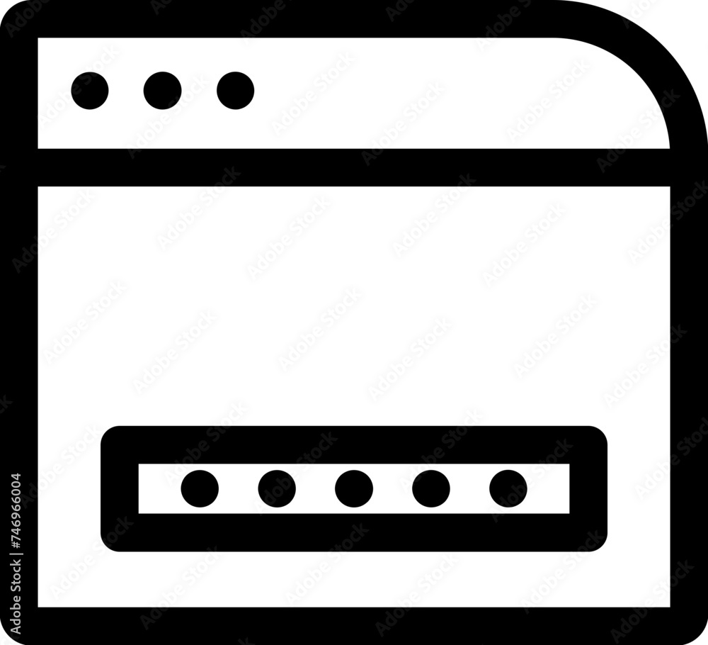 Poster password login web page icon in black line art.