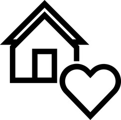 Sweet home icon in line art.