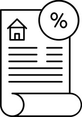 Mortgage loan icon in black line art.