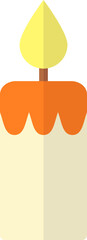 Yellow and Orange Candle icon in flat style.