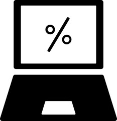 Online shopping discount offer on laptop screen icon.