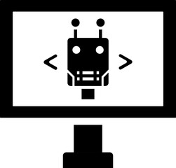 Robot programming or software updating in computer icon.
