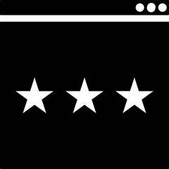 B&W illustration of rating website page icon.