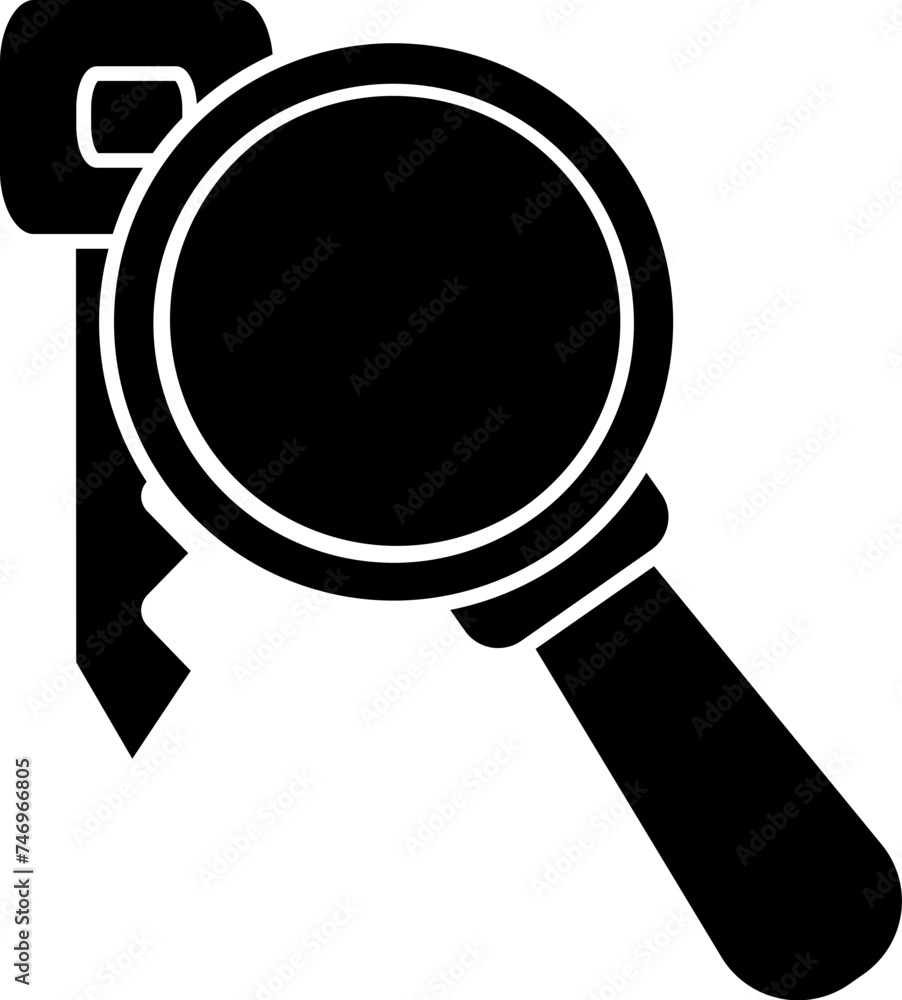 Poster b&w searching key icon in flat style.