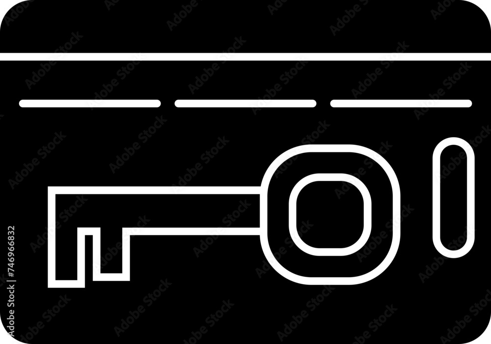 Poster access or key card icon in b&w color.
