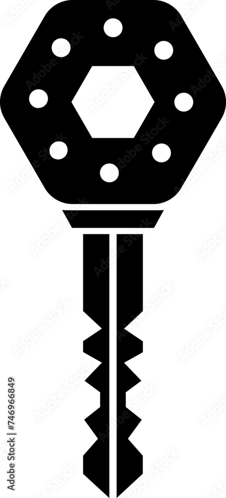 Poster isolated key icon in b&w color.