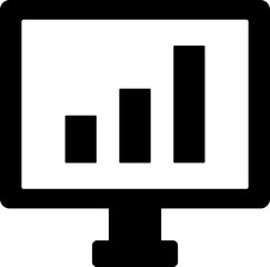 Financial bar graph chart on desktop screen icon.