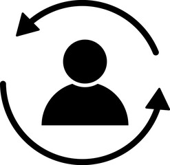 User account transfer glyph icon or symbol.