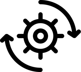 Obraz premium Black line art illustration of rotate cogwheel or setting icon.