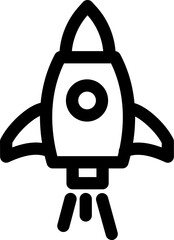 Line art rocket icon in flat style.